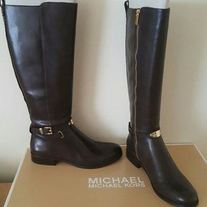 Michael Kors Arley Riding Boots Brown WIDE CALF 11